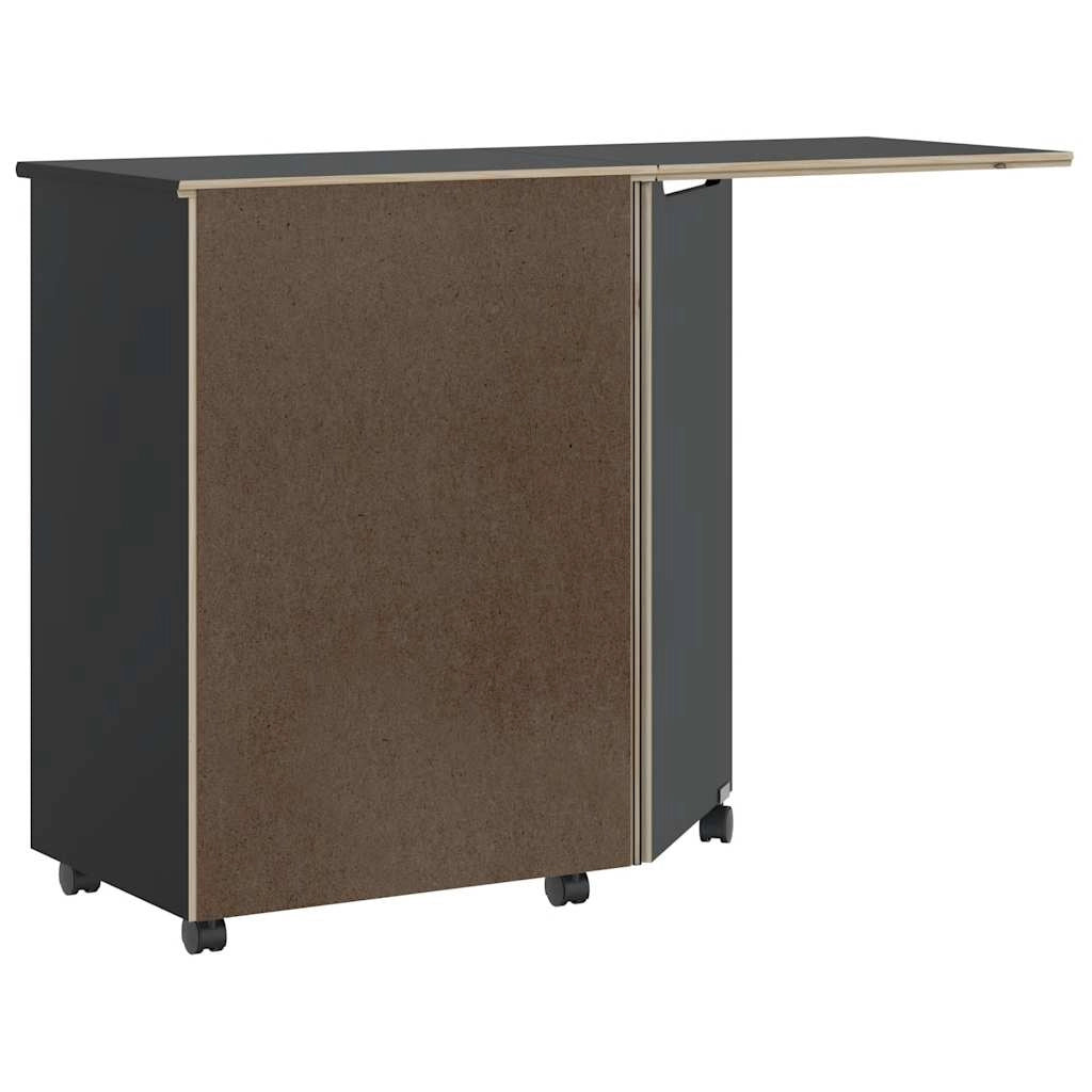 Mobiletto con ruote e scrivania pieghevole ampio e versatile spazio di archiviazione 105,5 x 39 x 74,5 cm legno nero 02_0057657