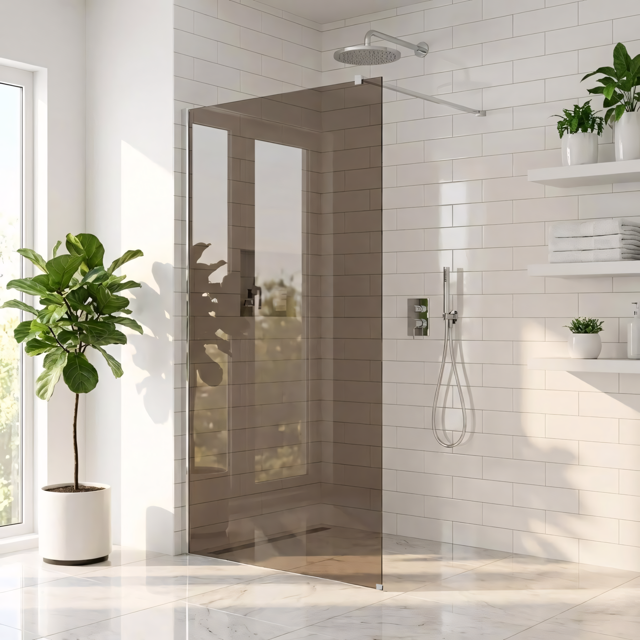 Parete Doccia Rea Flexi Brown / Chrome 90