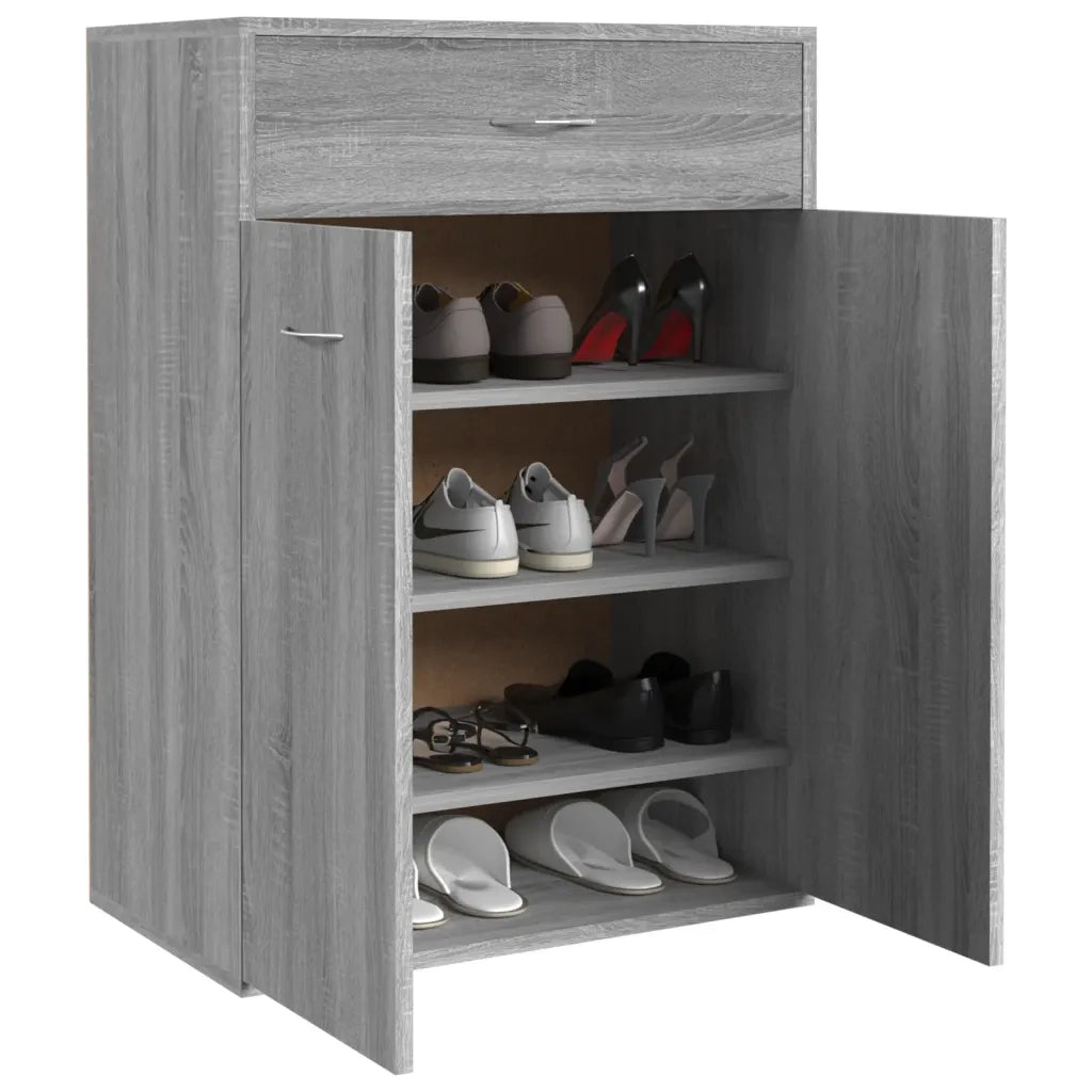 Scarpiera-Scaffale per scarpe Grigio Sonoma 60x35x84 cm in Legno Multistrato