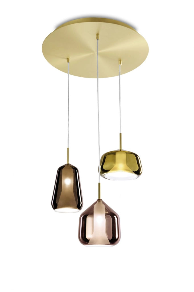 X-RAY SOSPENSIONE  RETTANGOLARE TRE LUCI 3 MULTICOLOR MONTATURA ORO ATTACCO G9