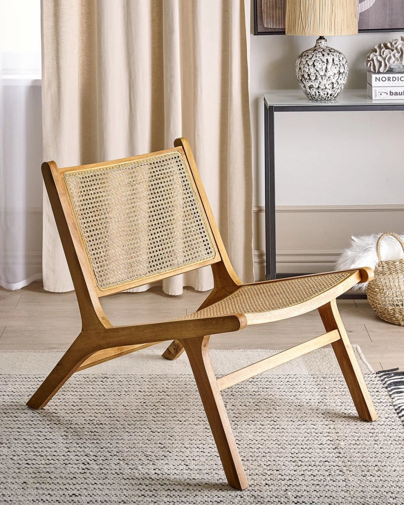 Sedia In legno chiaro e intreccio in rattan sala da pranzo soggiorno