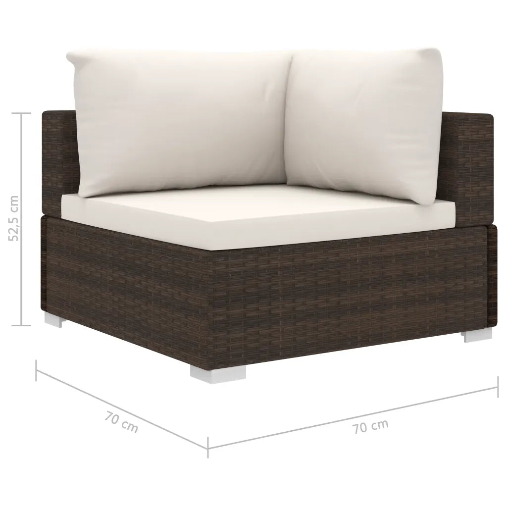 Set Divani da Giardino 4 pz con Cuscini in Polyrattan Marrone cod mxl 35054