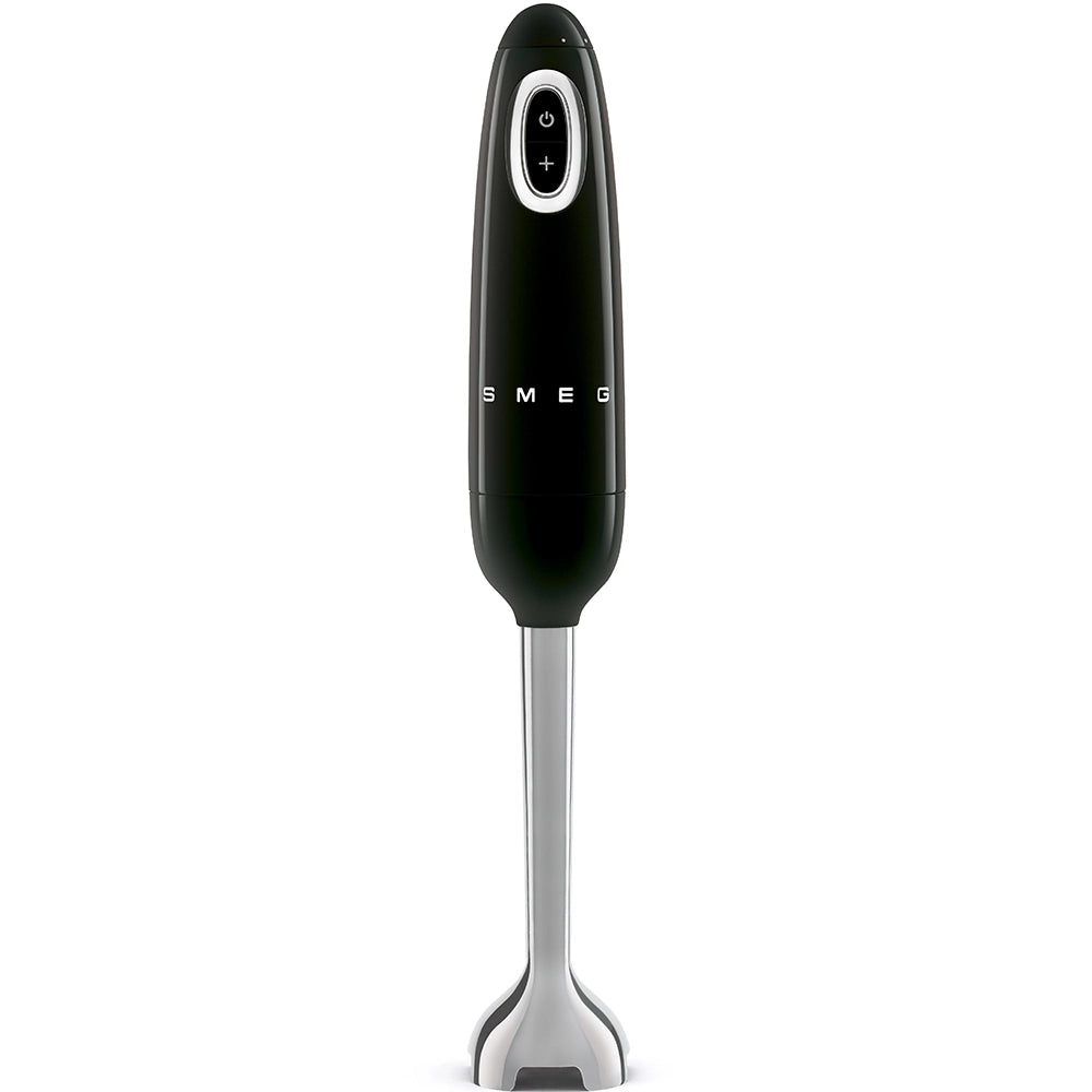 Smeg, frullatore a immersione hbf01bleu, funzione turbo e sistema di taglio flowblend, con impugnatura antiscivolo, avvolgicavo integrato, accessori non inclusi, potenza 700w, nero