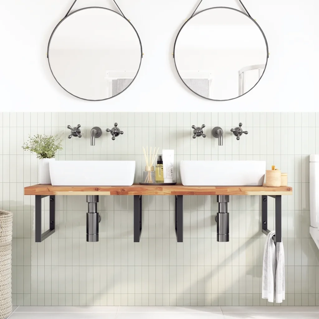 vidaXL Piano da Bagno Finitura a Olio 140x60x4 cm in Legno di Acacia
