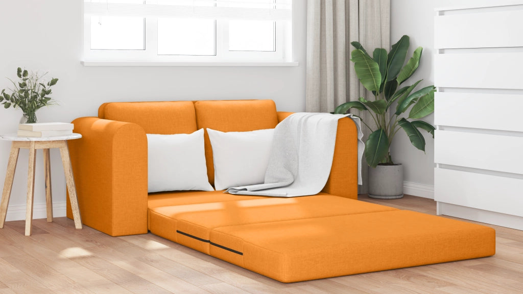Divano Letto 2-in-1 Giallo Scuro 148x71x83 cm Tessuto