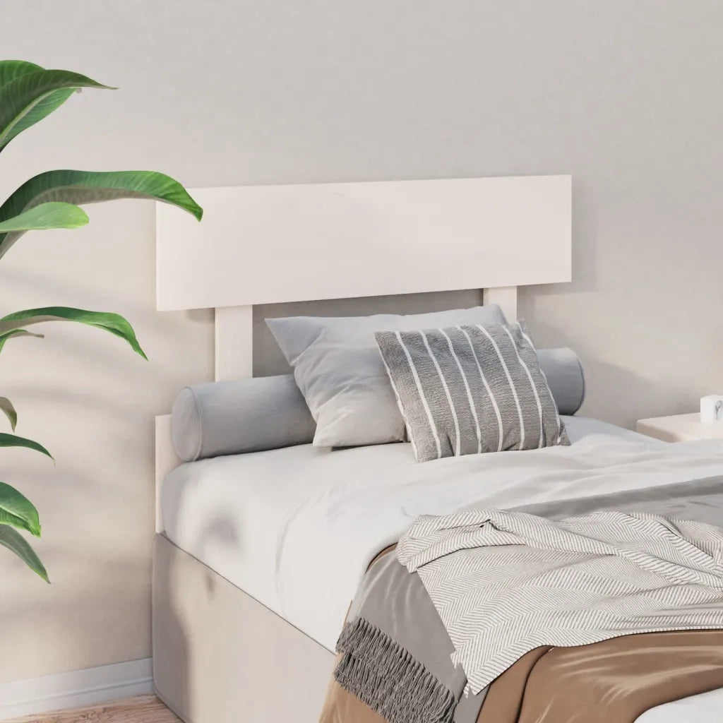 Testiera per Letto Bianca 93,5x3x81cm in Legno Massello di Pino 819051