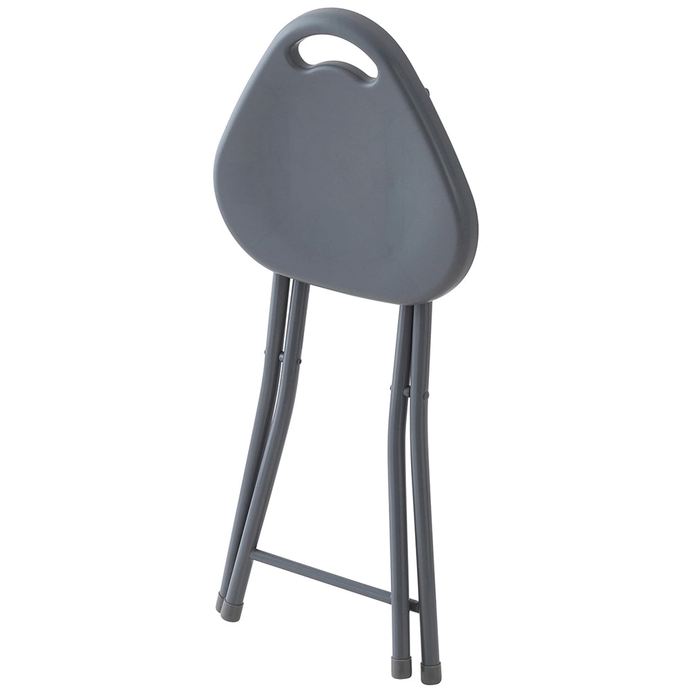Sgabello pieghevole salvaspazio con seduta in abs e gambe in acciaio grigio