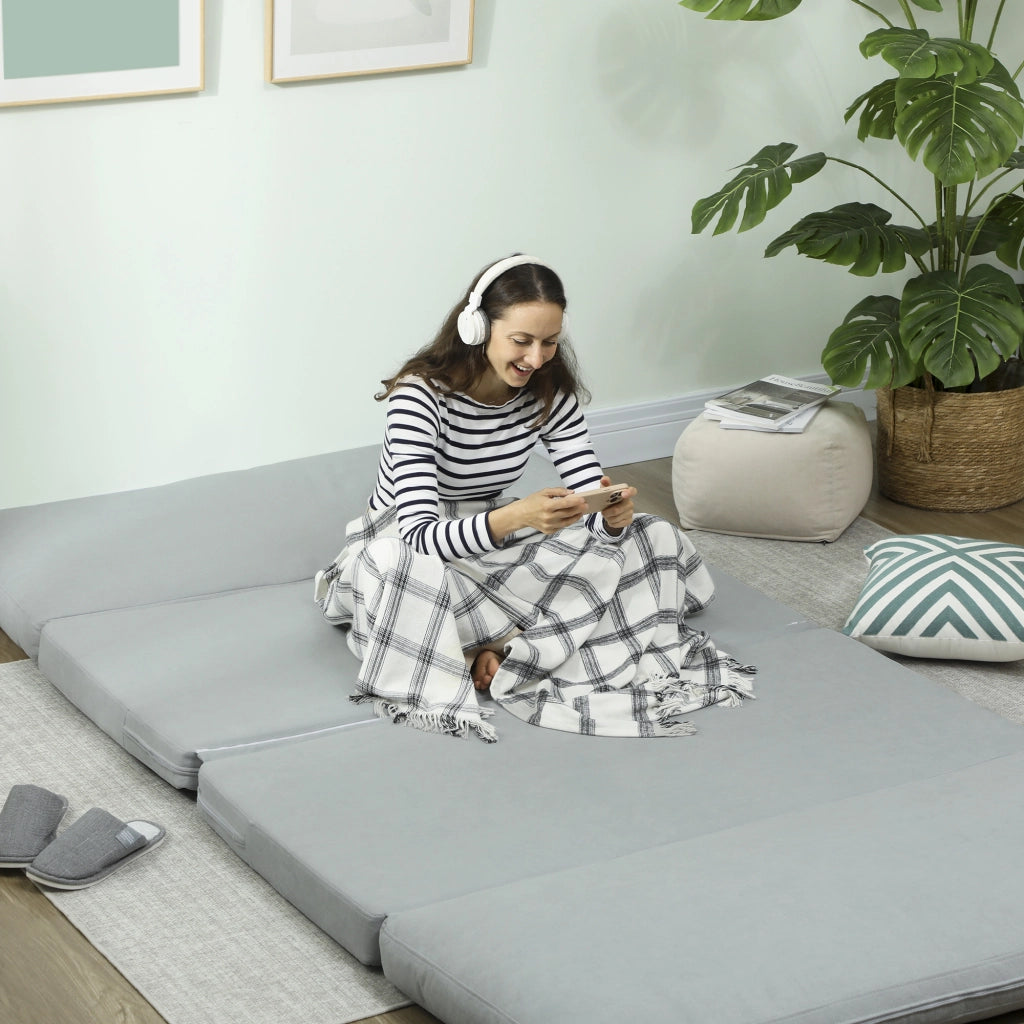 Divano letto reclinabile 4 posti ¨C zephmum ¨C 137.5x85.5x74 cm grigio chiaro