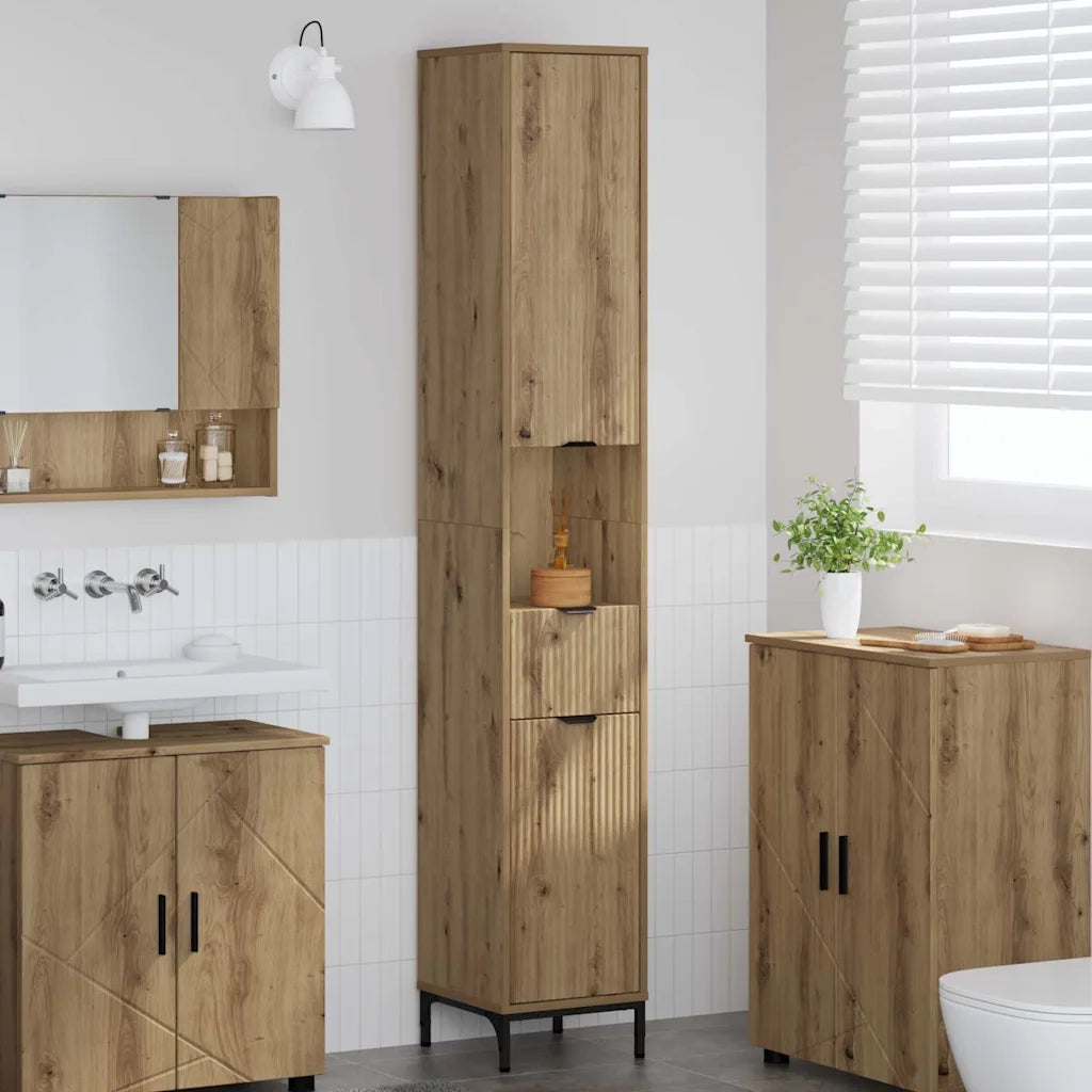 Mobile da Bagno con porta Rovere artigianale 31,5 x 33 x 190 cm 883413