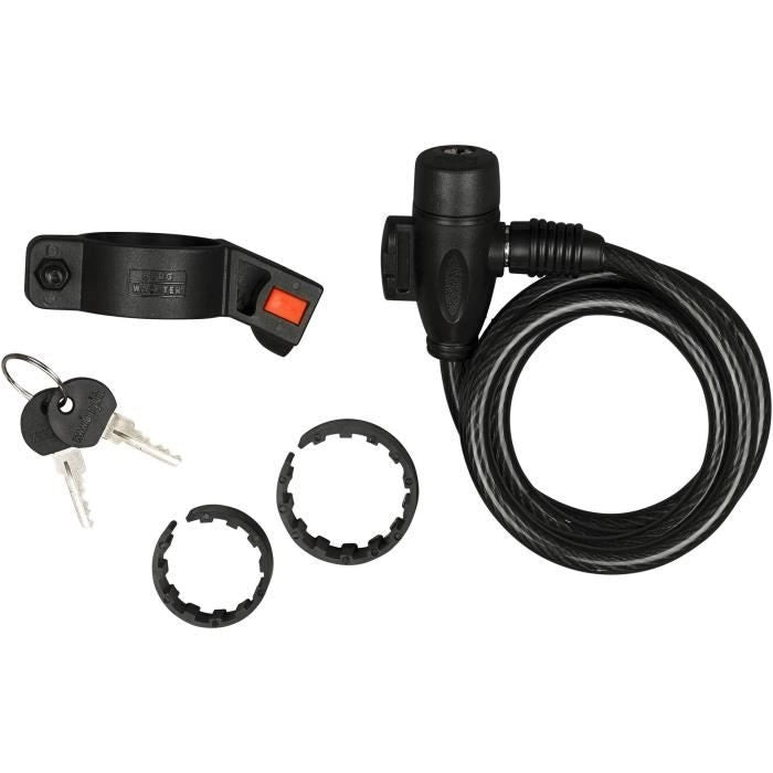 Cavo antifurto per bicicletta - BURG WACHTER - 1 260 100 - Spirale 100 cm, acciaio 8 mm, chiave, supporto per bicicletta
