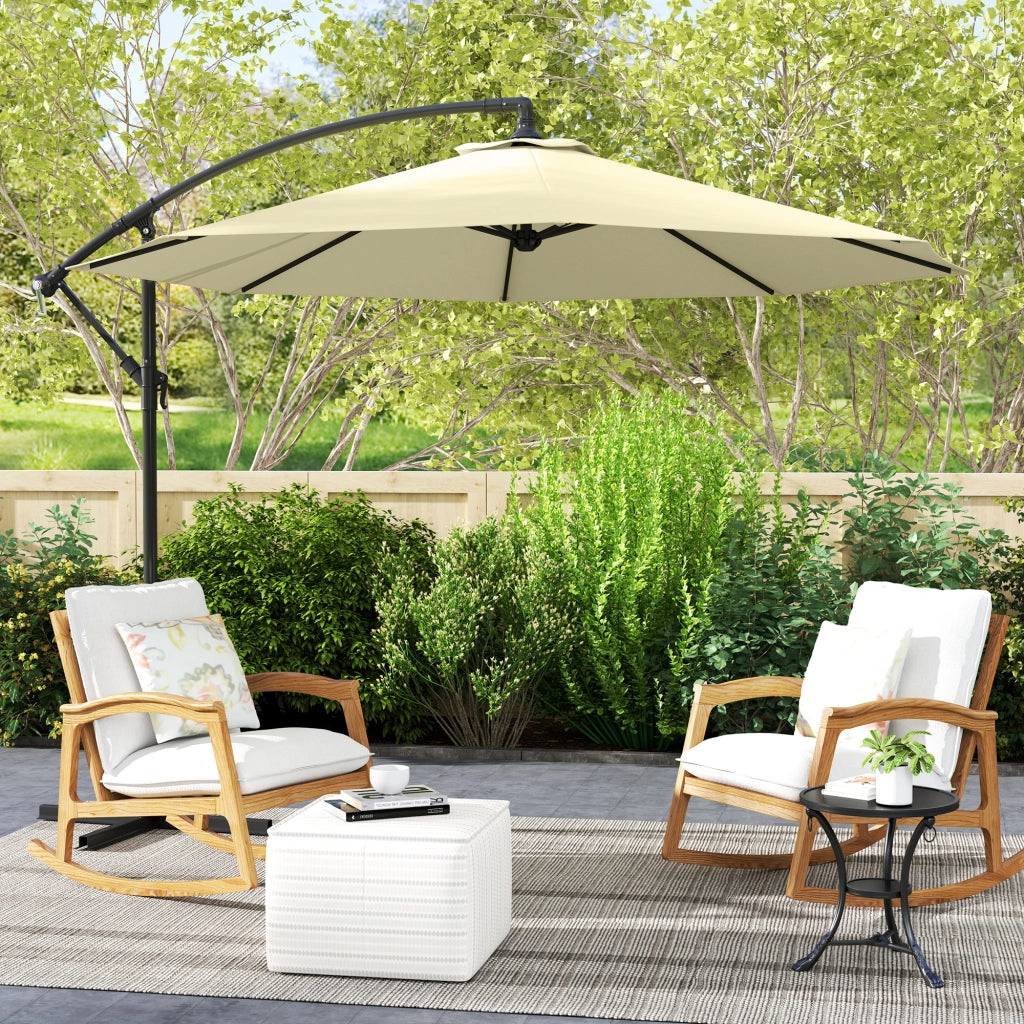 Ombrellone da Giardino 3x2.5 m a Braccio Inclinabile con Manovella, Beige