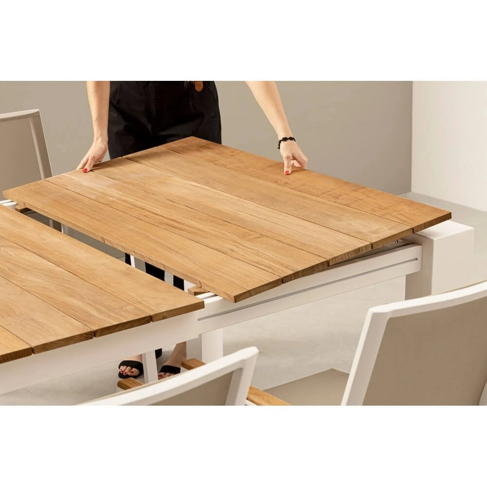 Tavolo da Giardino Allungabile in Alluminio e Teak 228/294x100 cm - CAMERON