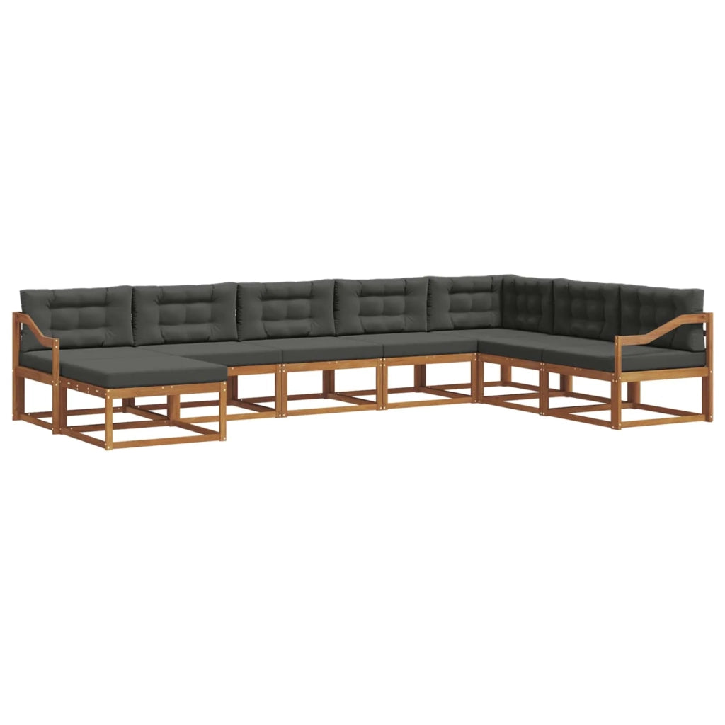 Set di divani da esterno con cuscino 8 pcs Naturale e Antracite