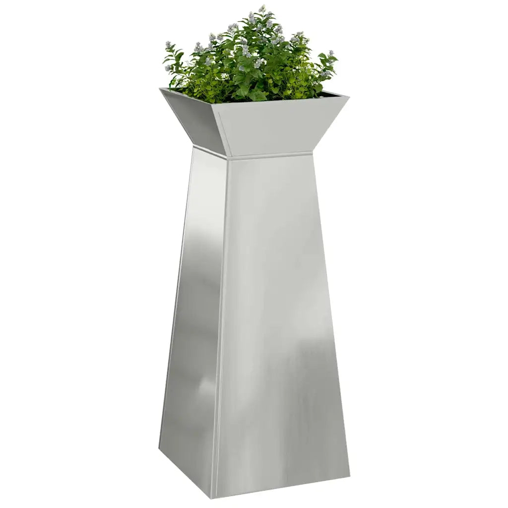 Fioriere | Cassetta per fiori | Vaso a Pilastro Argento 40 x 40 x 100 cm