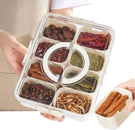 Snackbox con coperchio - contenitore per snack - tavola per snack con 8 contenitori - organizzatore per contenitori di spezie - cibi dolci, vegetariani, biscotti - noci, frutta - dip, piatti per tapas (8)