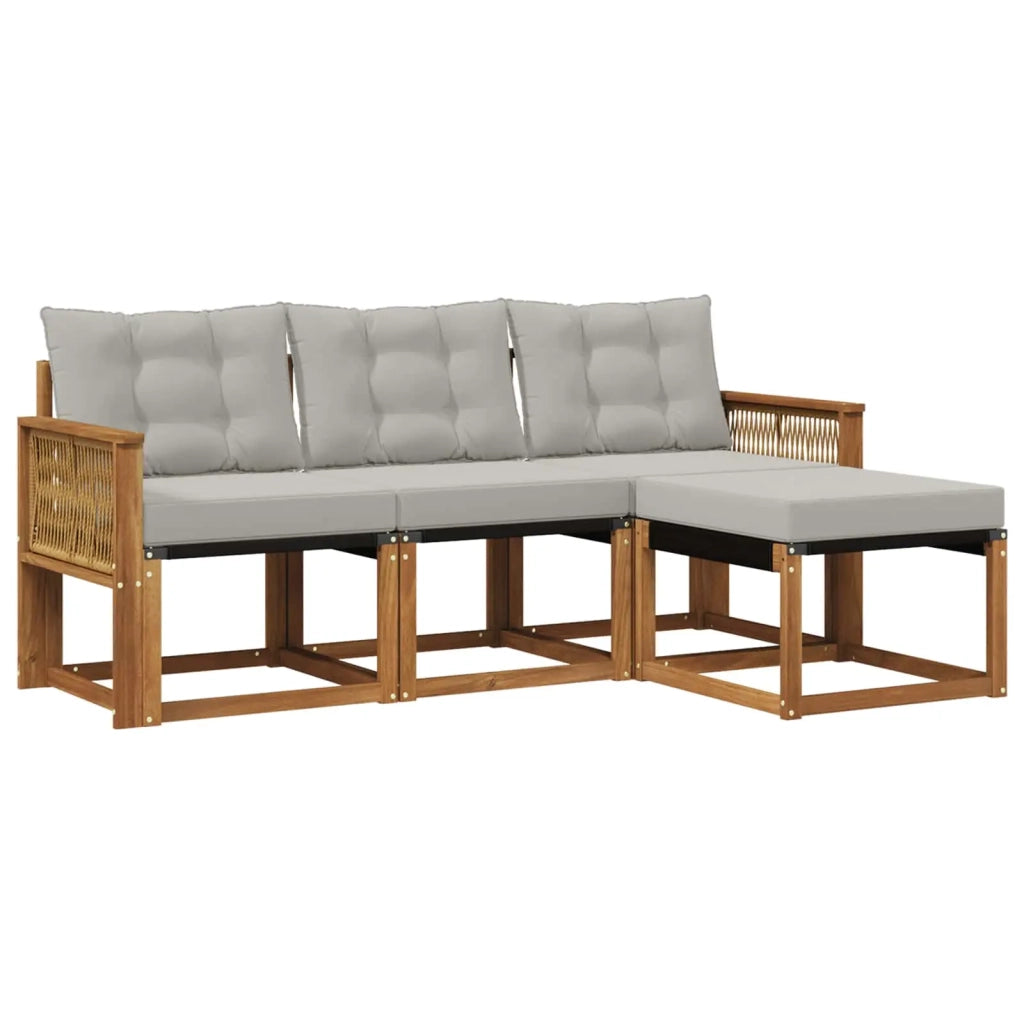 Set di divani da esterno 4 pz Naturale e Grigio Chiaro 3381875
