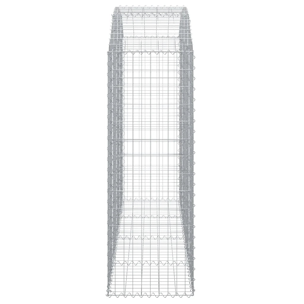Cesto gabbione recinzione a gabbia muro di contenimento ad arco 200 x 50 x 140/160 cm ferro zincato argento 02_0040025