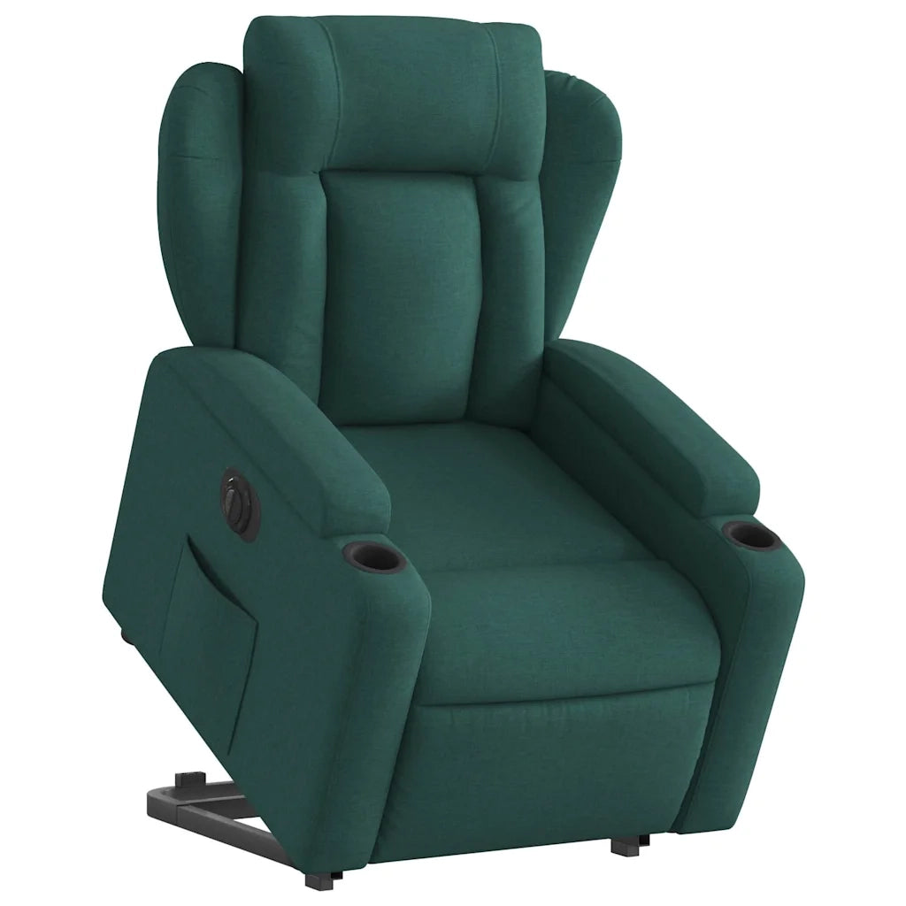 Poltrona Alzapersona Reclinabile Elettrica Verde Scuro Tessuto 3204512