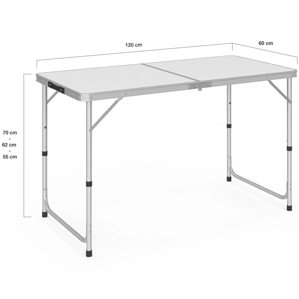 IDMarket - Tavolo da campeggio pieghevole regolabile in altezza da 120 cm