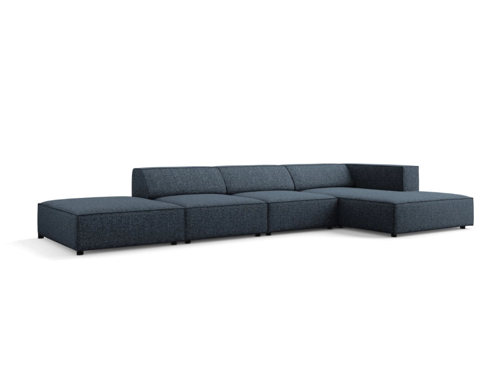Cosmopolitan Design - Divano angolare destro "Arendal" 5 posti in ciniglia blu reale 