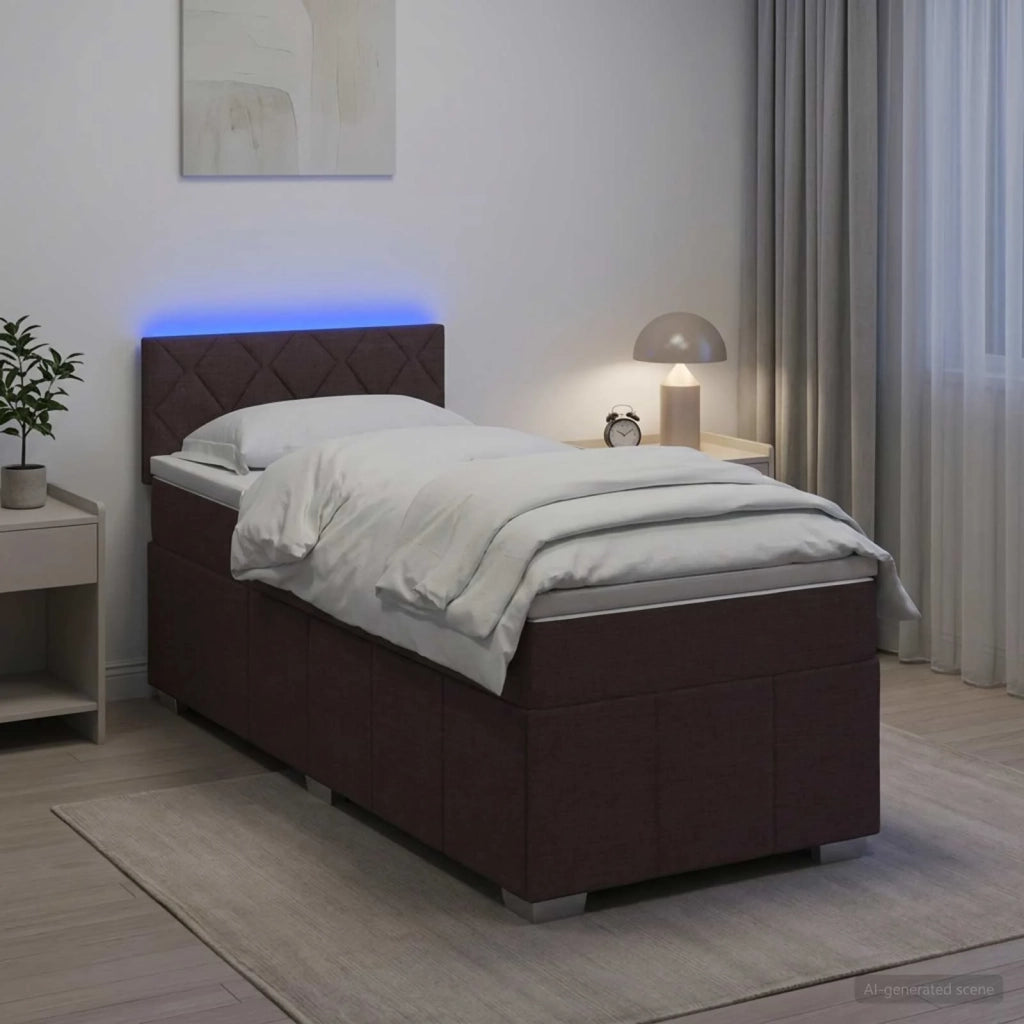 Letto box spring con materasso Marrone Scuro 90 x 200 cm 3452596