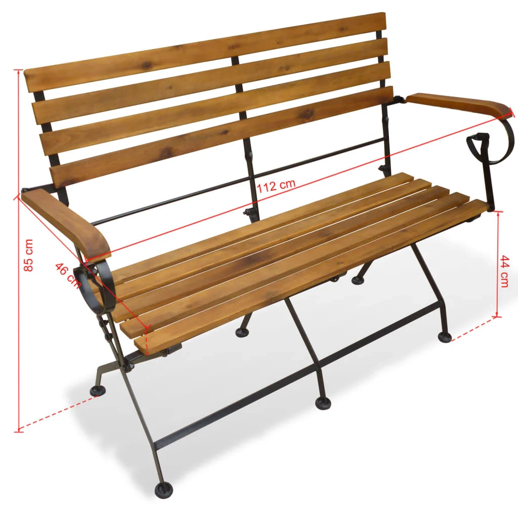 Panca da giardino mobili da esterno per patio panca pieghevole da giardino e terrazza 112 cm legno massello di acacia 02_0011839