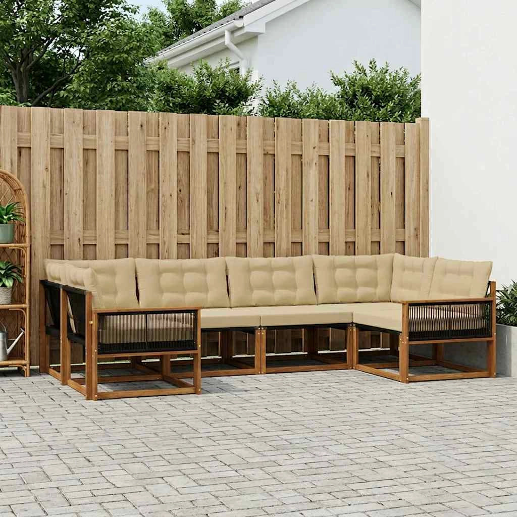 Set di divani da esterno 6 pz Naturale e Beige 3381649
