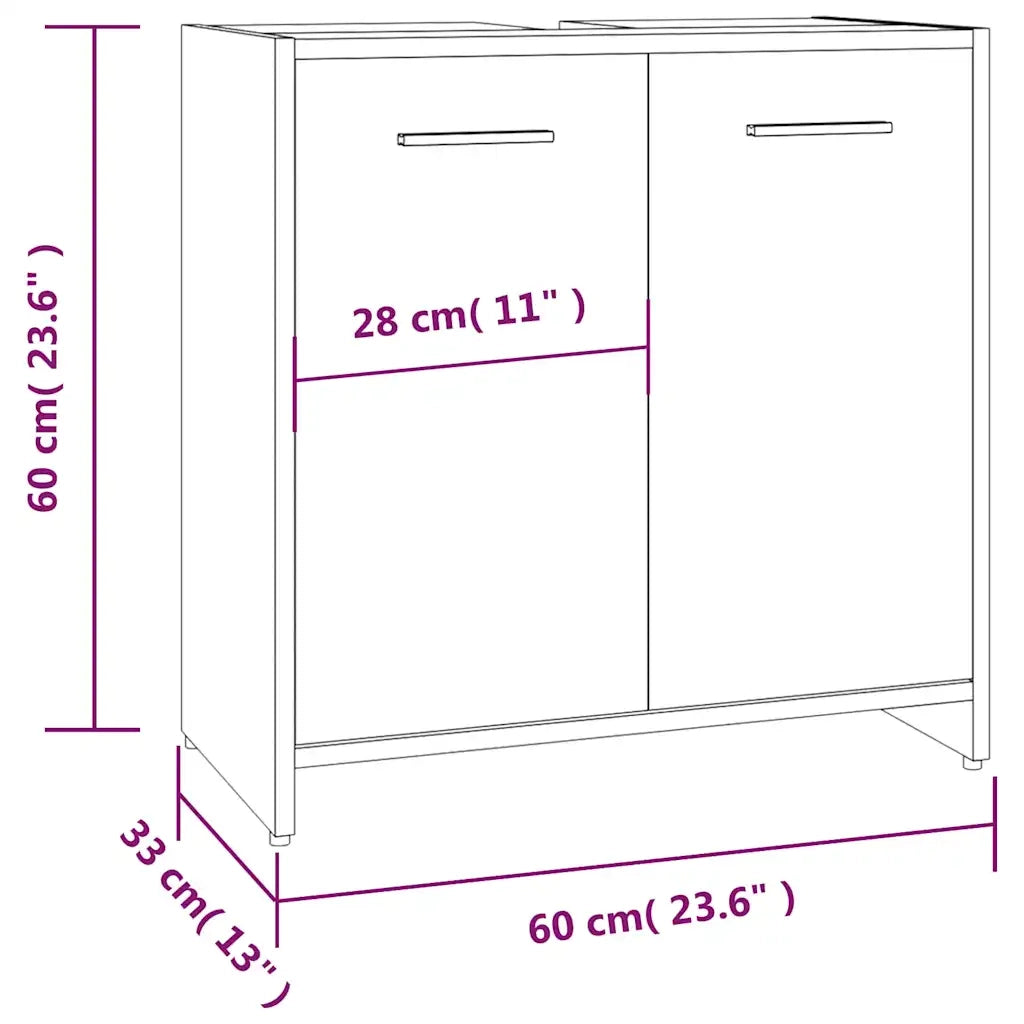 Armadietto Bagno Grigio Sonoma 60x33x60 cm in Legno Multistrato cod mxl 24851