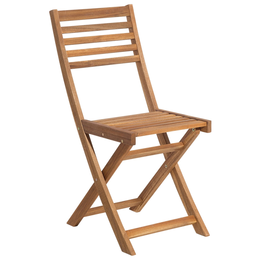 Set da bistrot 3 pezzi in legno massello di acacia chiaro cuscini gialli a doghe pieghevoli design scandinavo moderno