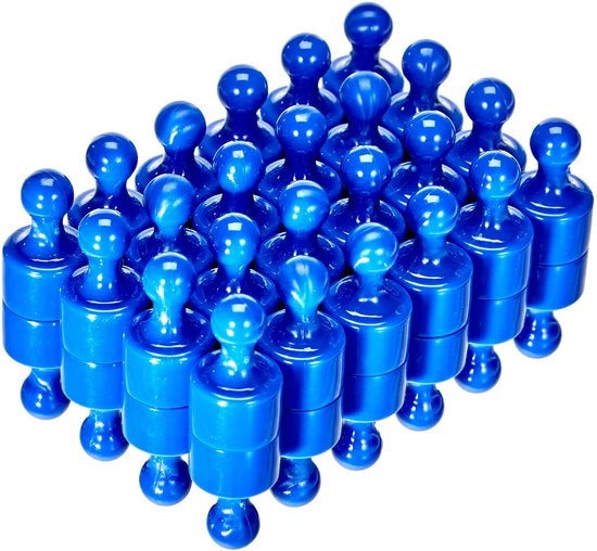 Magneetto cilindrico blu per frigorifero, ufficio, lavagna, bacheca, 12 mm x 21 mm altezza - confezione da 48 pezzi