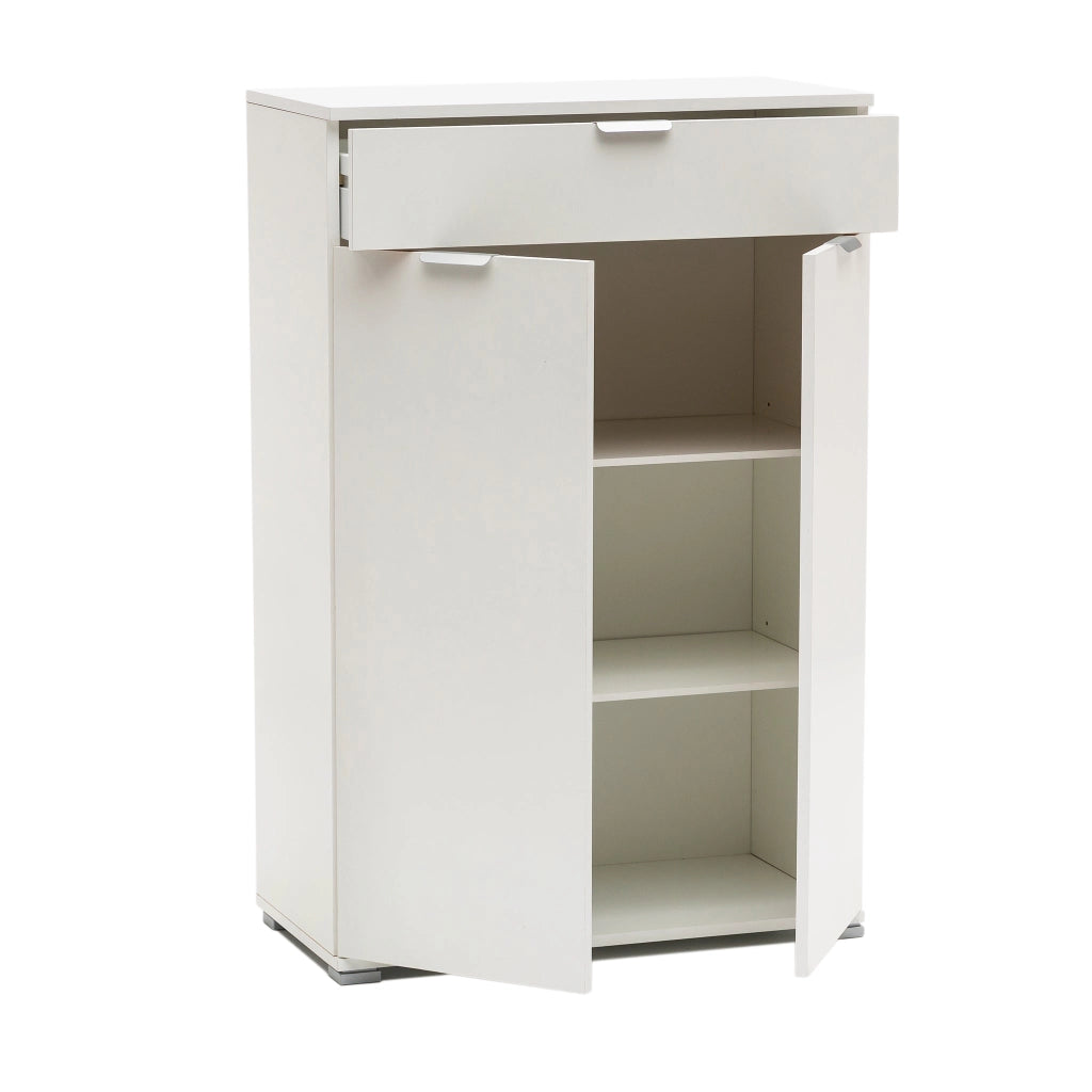 Armadietto da Bagno con 2 ante e un cassetto in Legno Composito cm 75x38x112 - HUGO