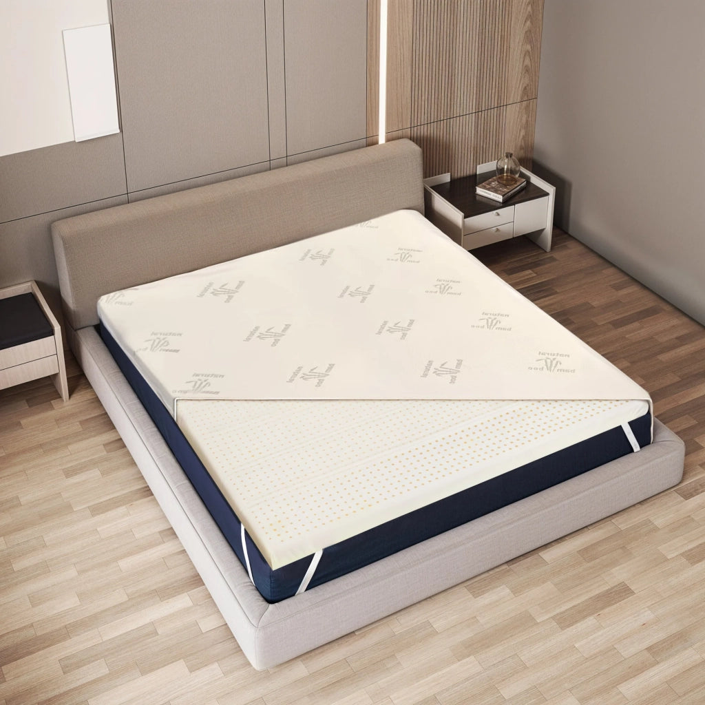 Topper Singolo 80x200 cm in Lattice Naturale, Sfoderabile 5 cm | Tessuto in Bamboo Traspirante e Anallergico | Elastici di fissaggio agli Angoli | Correttore per Materasso
