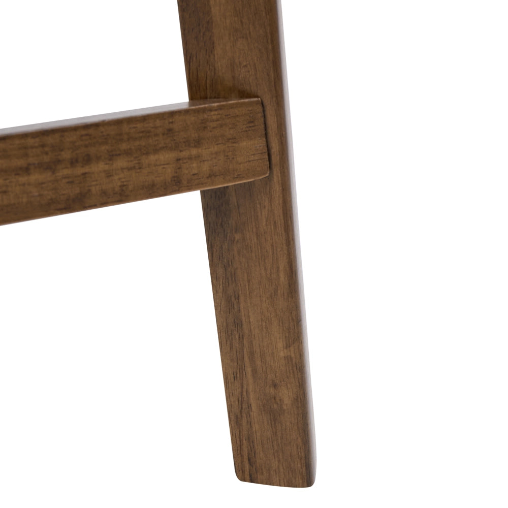 Set di 2 sedie da bar con struttura in legno di gomma marrone e bianco sporco seduta in tessuto senza braccioli design retrò