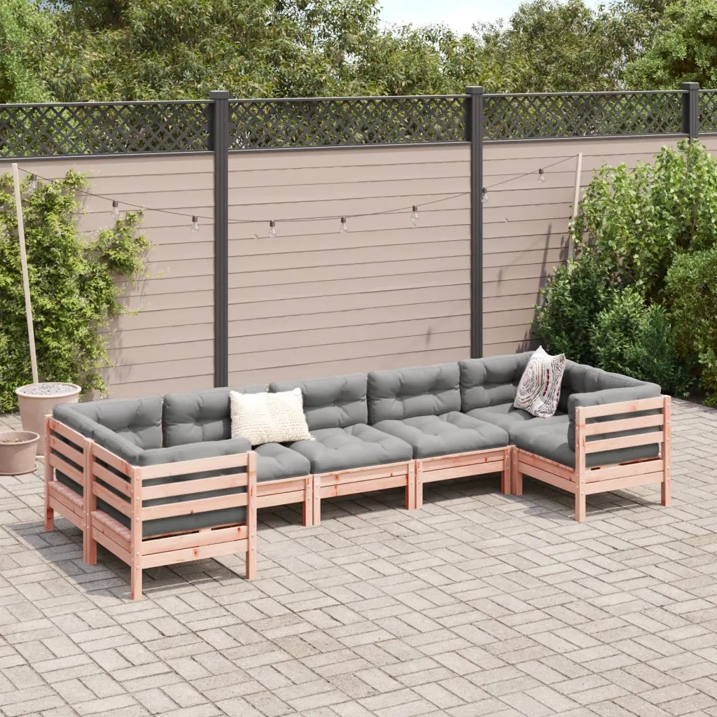 Set Divani Giardino 7 pz Cuscini Legno Massello Abete Douglas 3299623
