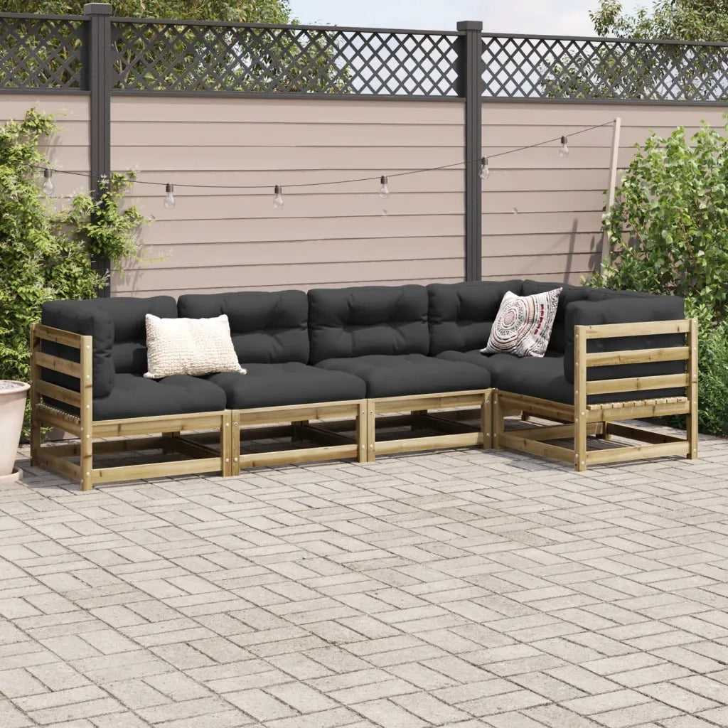 Set Divani da Giardino 5 pz | Set Salotto da Giardino in Legno Impregnato di Pino