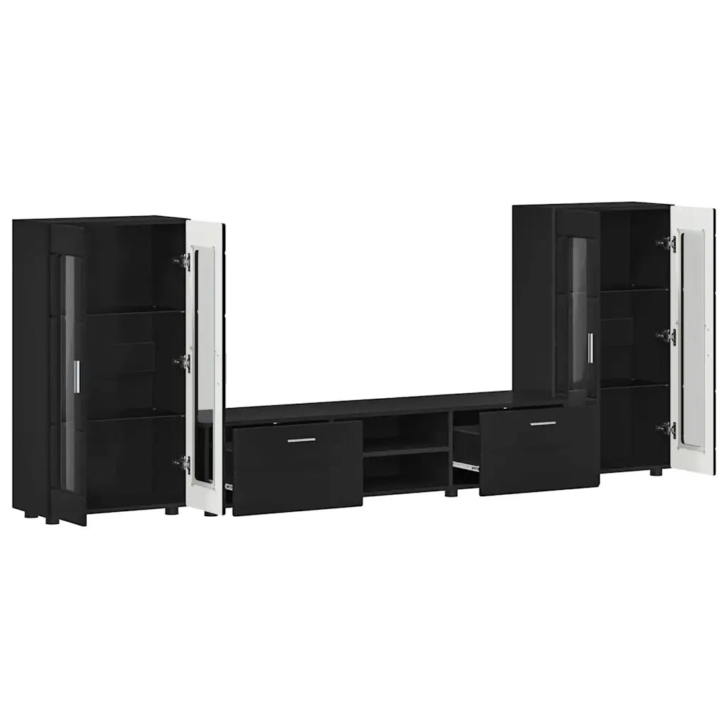 Set mobile TV con cassetto FLORIN 3 pz-Credenza per TV Nero Legno multistrato 760557