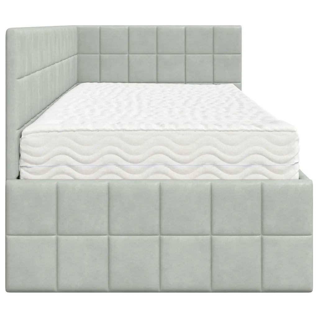 Struttura Letto Angolare con Materasso 2 pz-Giroletto con materasso Grigio chiaro 603927