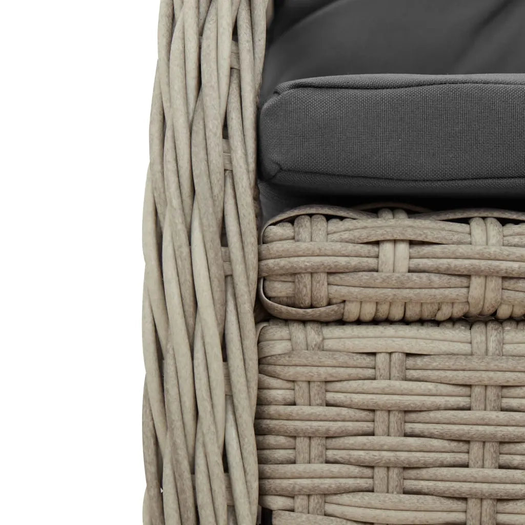 Set Pranzo da Giardino 3pz | Set Salotto da Giardino con Cuscini Grigio Chiaro Polyrattan