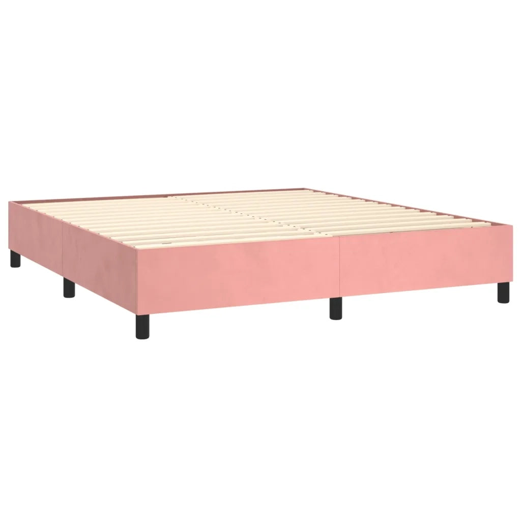 Giroletto a Molle con Materasso Rosa 180x200 cm in Velluto 3143042