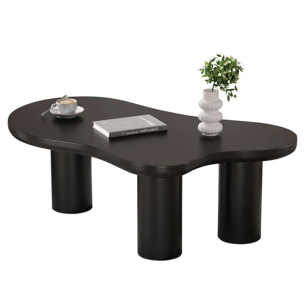Tavolino da caffè 107x66x40.5 cm a forma di nuvola in MDF nero