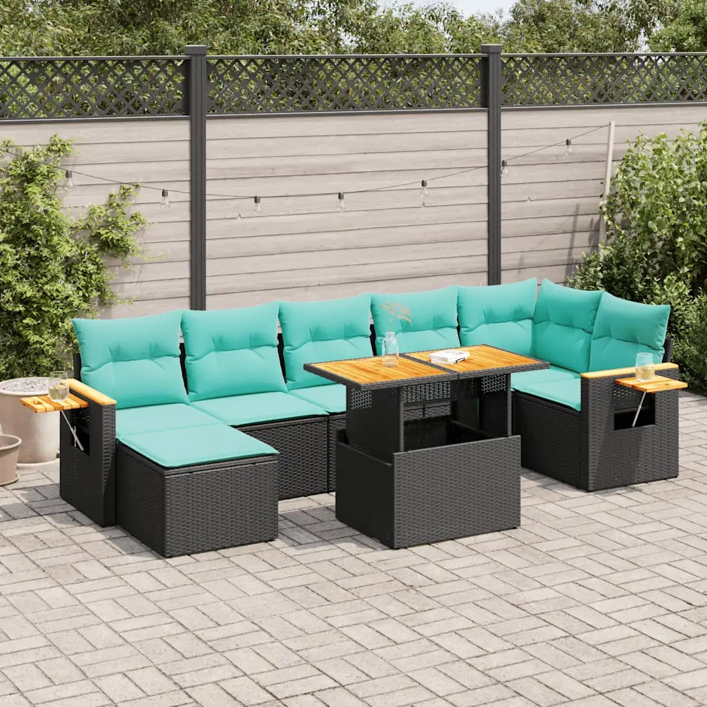Set Divano da Giardino 8pz con Cuscini Grigio Polyrattan Acacia 3327627