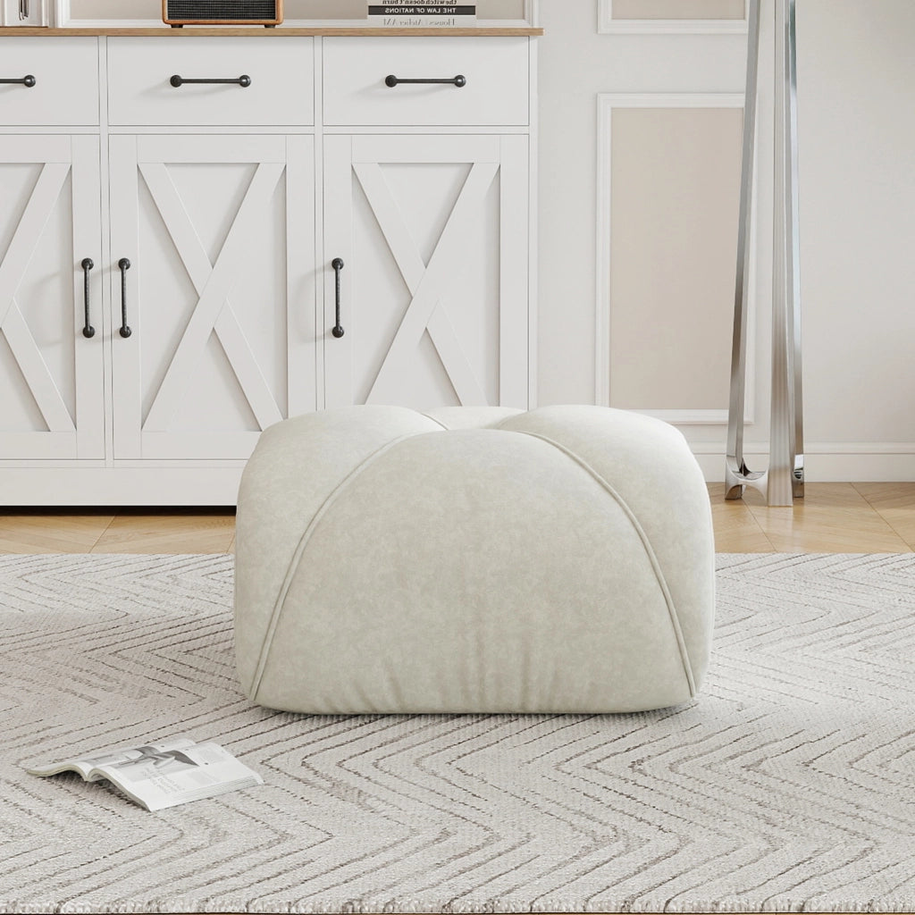 Pouf/Modulo divano modulare in chenille, colore beige chiaro