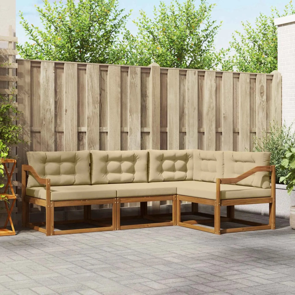 Set di divani da esterno con cuscino 4 pcs Naturale e Beige 3367526