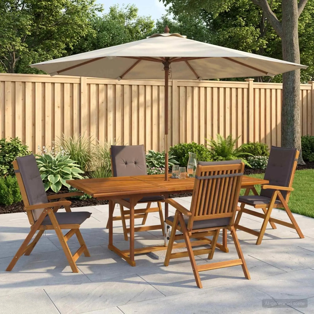 Set da pranzo da giardino 5 pezzi Naturale 3434519