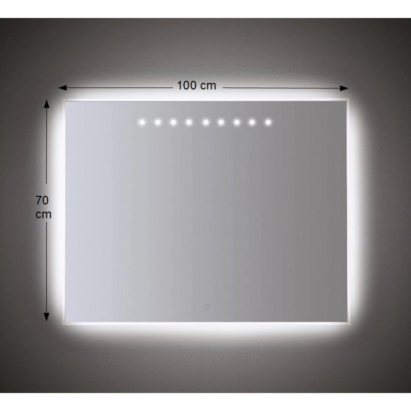 Specchio da Parete Retroilluminato a LED 100x70 cm con sabbiatura Perimetrale