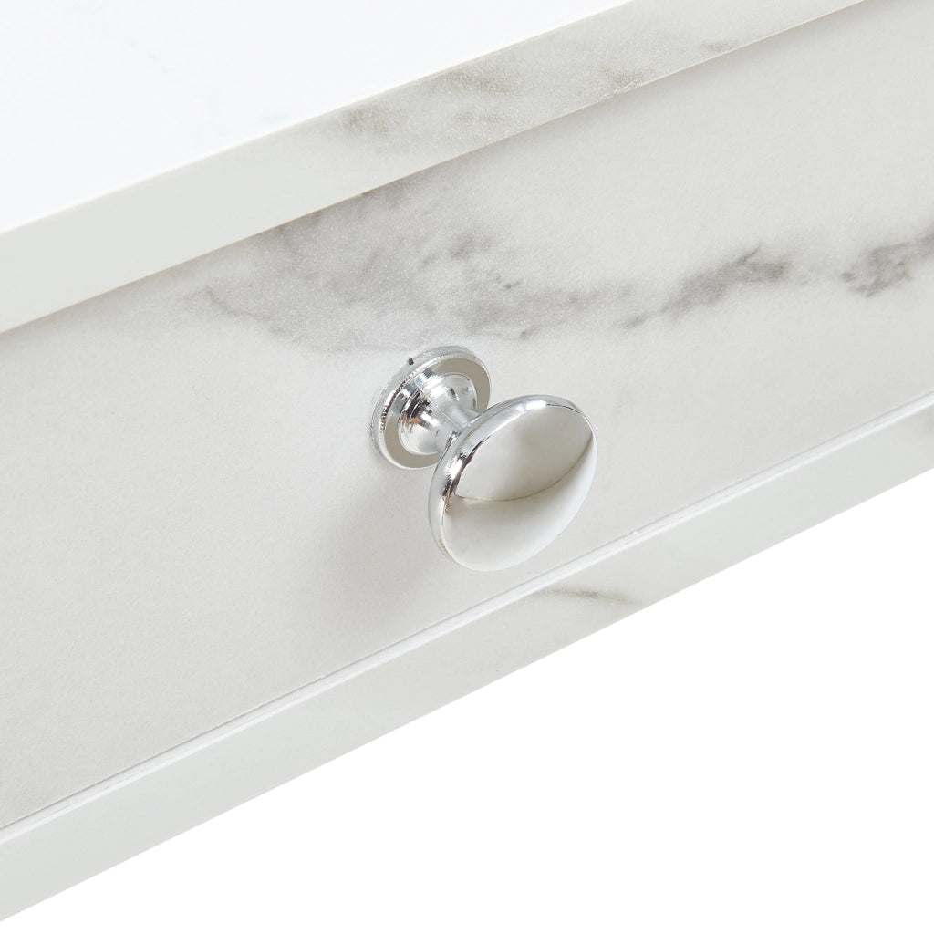 Mensola da Parete Geeste Comodino Sospeso con 2 Cassetti 60 x 15 x 10 cm - Effetto Marmo Bianco [en.casa]
