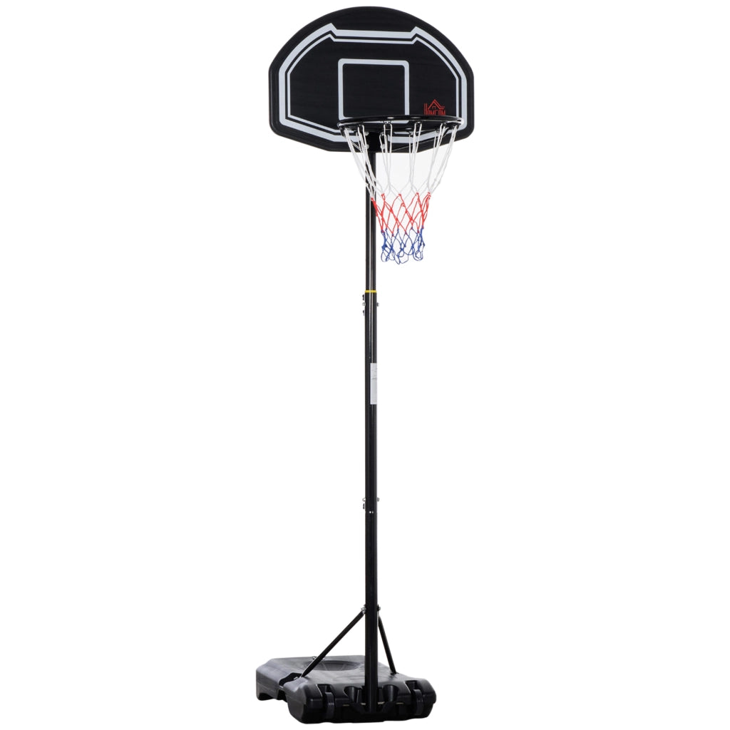 Canestro da Basket per Esterno ¨C Xylo ¨C Altezza Regolabile 160-210 cm con Ruote e Base Riempibile 76x48x254 cm Nero