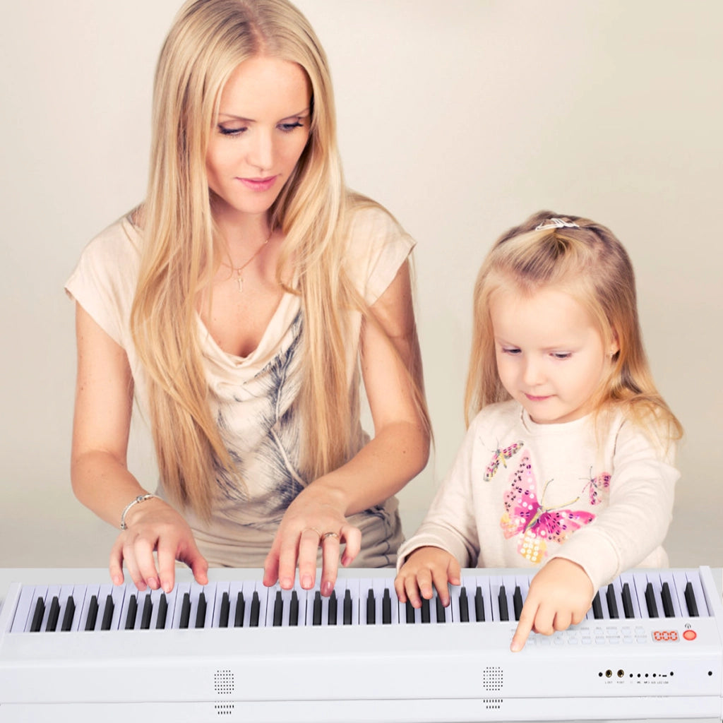 Pianoforte digitale 88 tasti con funzione Bluetooth,Tastiera elettronica portatile con 88 tasti Bianco