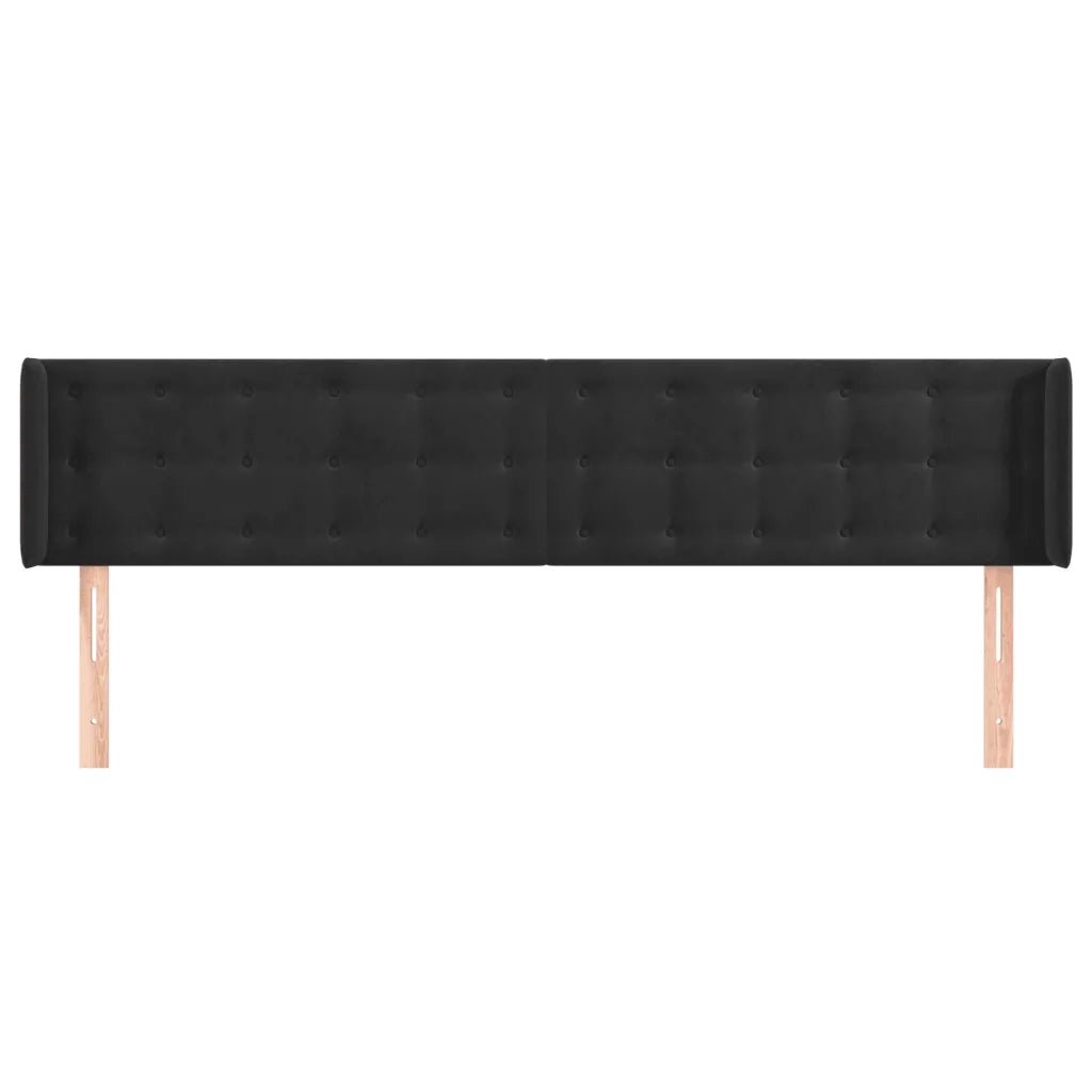 Testiera | Testata ad Orecchio Nera 163x16x78/88 cm in Velluto