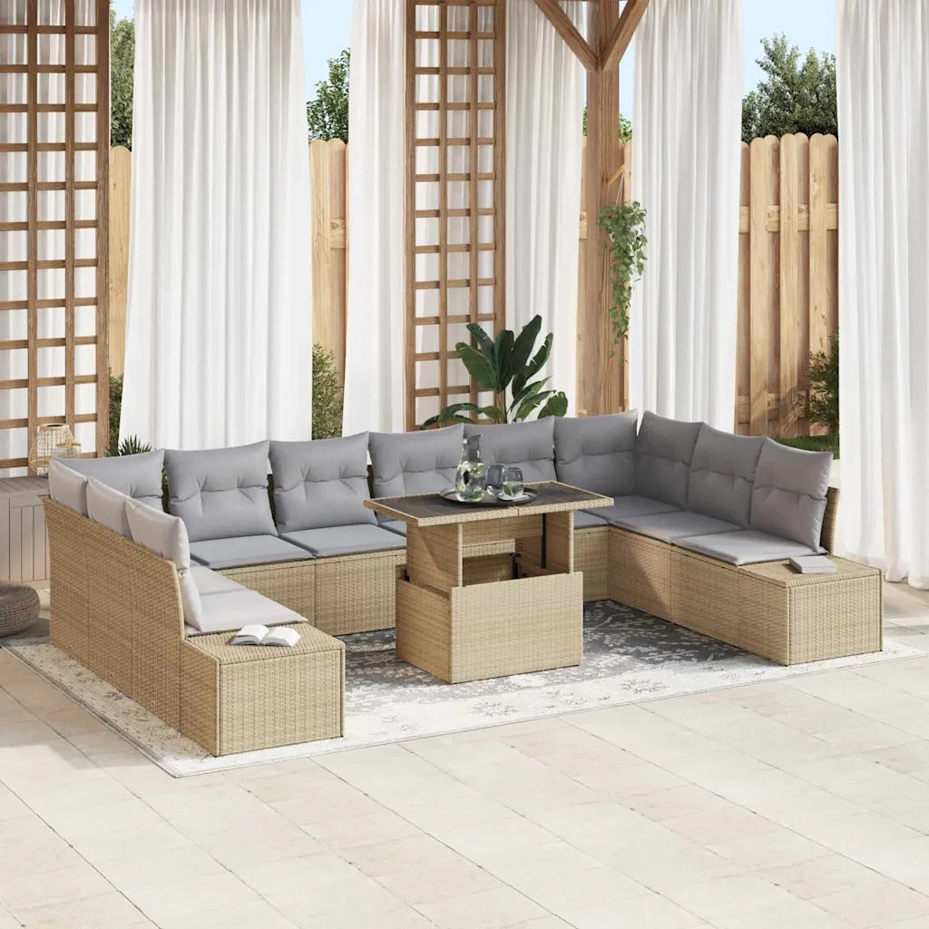Set Divano da Giardino con cuscino 11 pcs beige e grigio chiaro 3349256